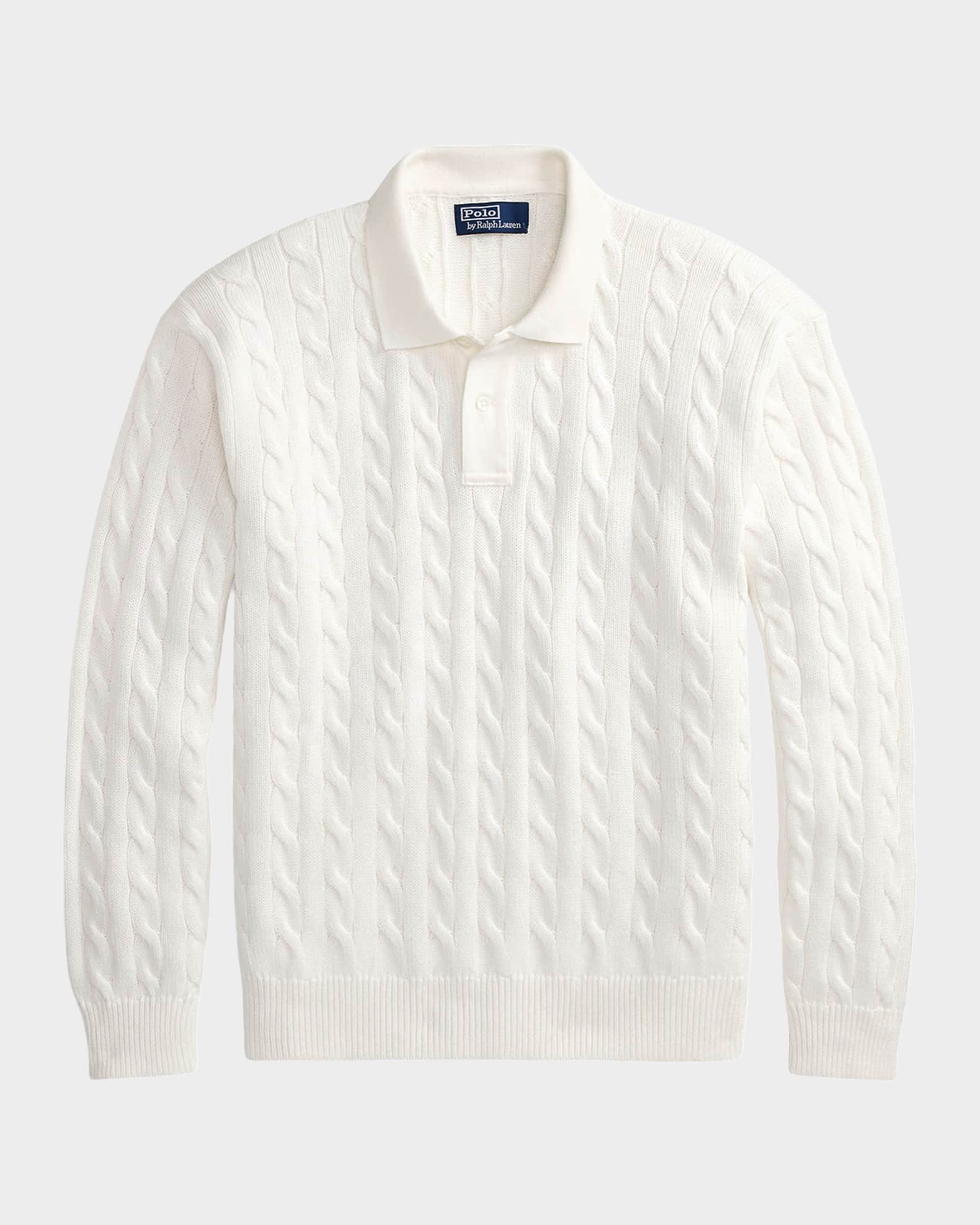 Polo Ralph Lauren Men's Relaxed Fit Cable-Knit Cotton Polo Sweater