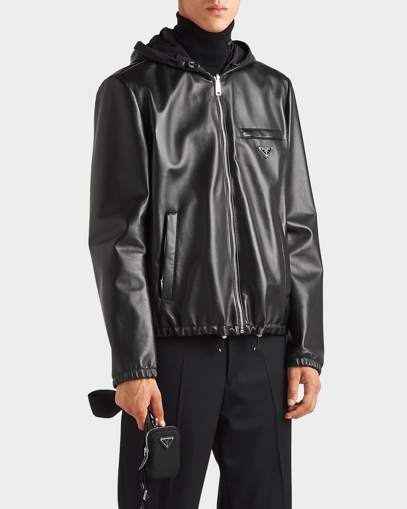 Prada Men's Reversible Nappa Leather & Re-Nylon Jacket | Neiman Marcus