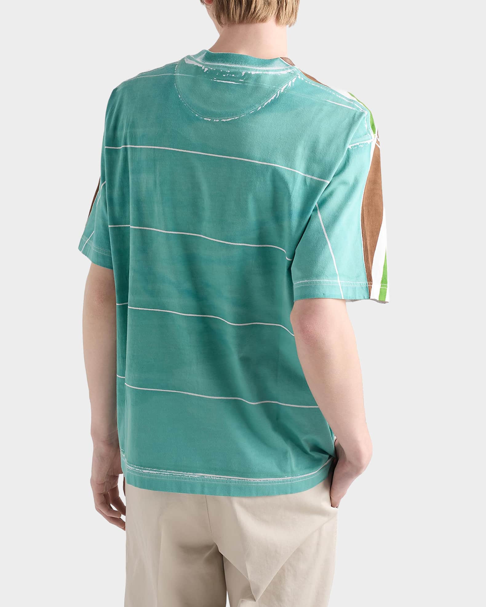 Prada Men's Stripe-Print Cotton T-Shirt | Neiman Marcus