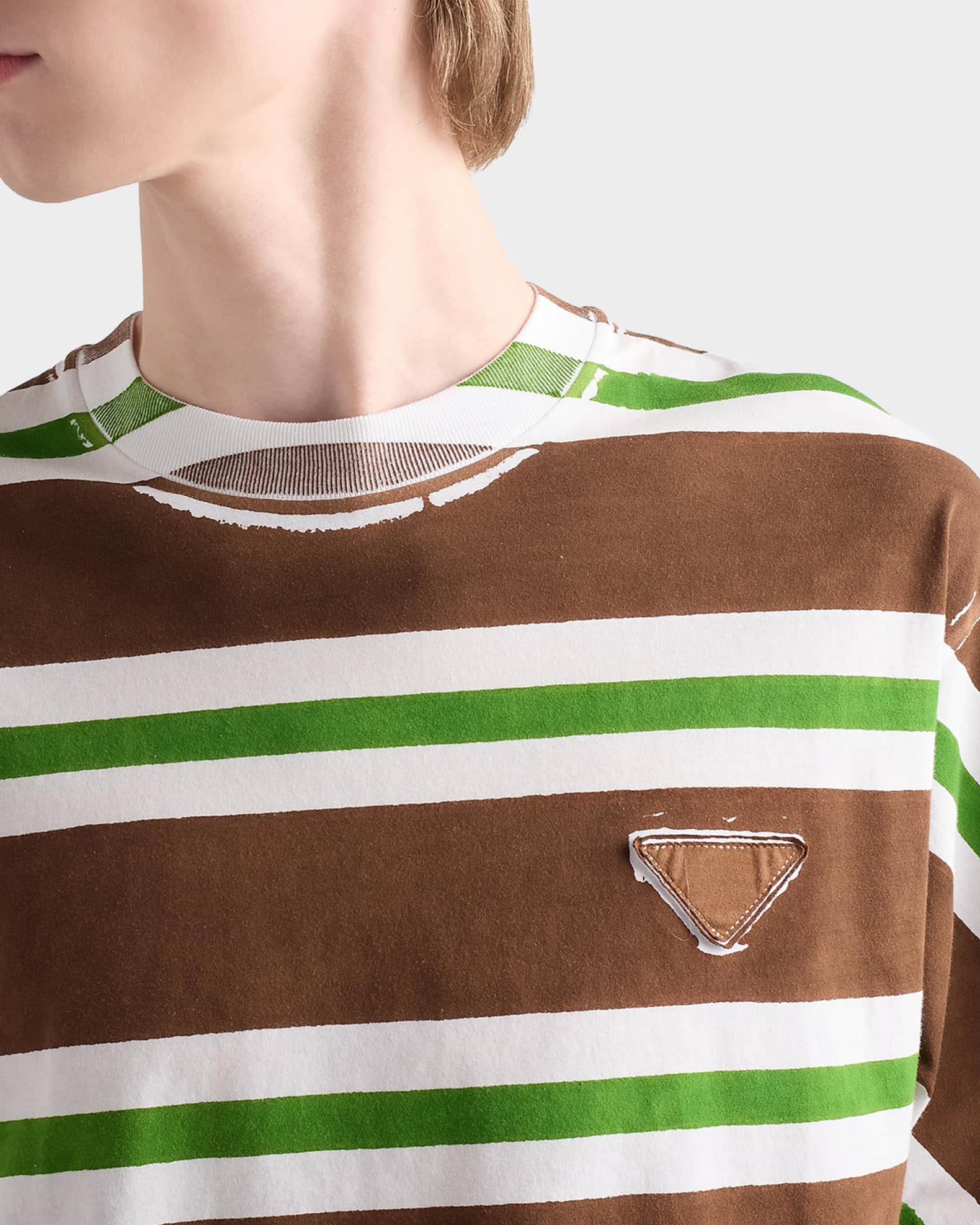 Prada Men's Stripe-Print Cotton T-Shirt | Neiman Marcus