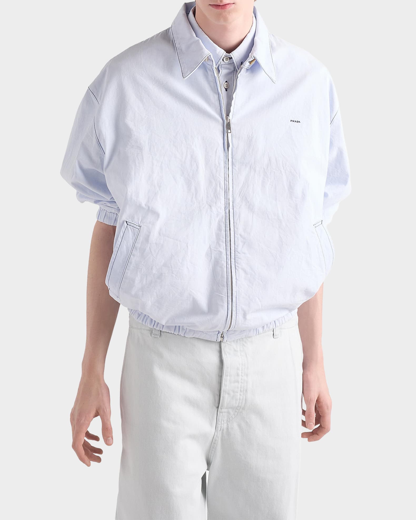 Prada Men's Chambray Blouson Jacket | Neiman Marcus