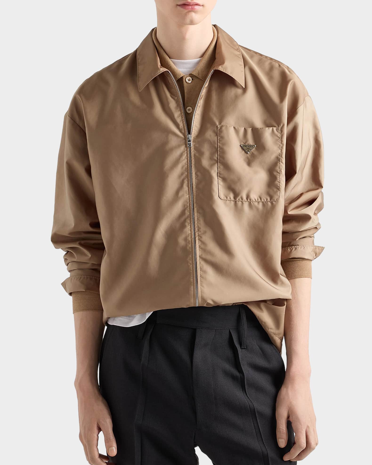 Prada Men's Re-Nylon Zip Sport Shirt | Neiman Marcus