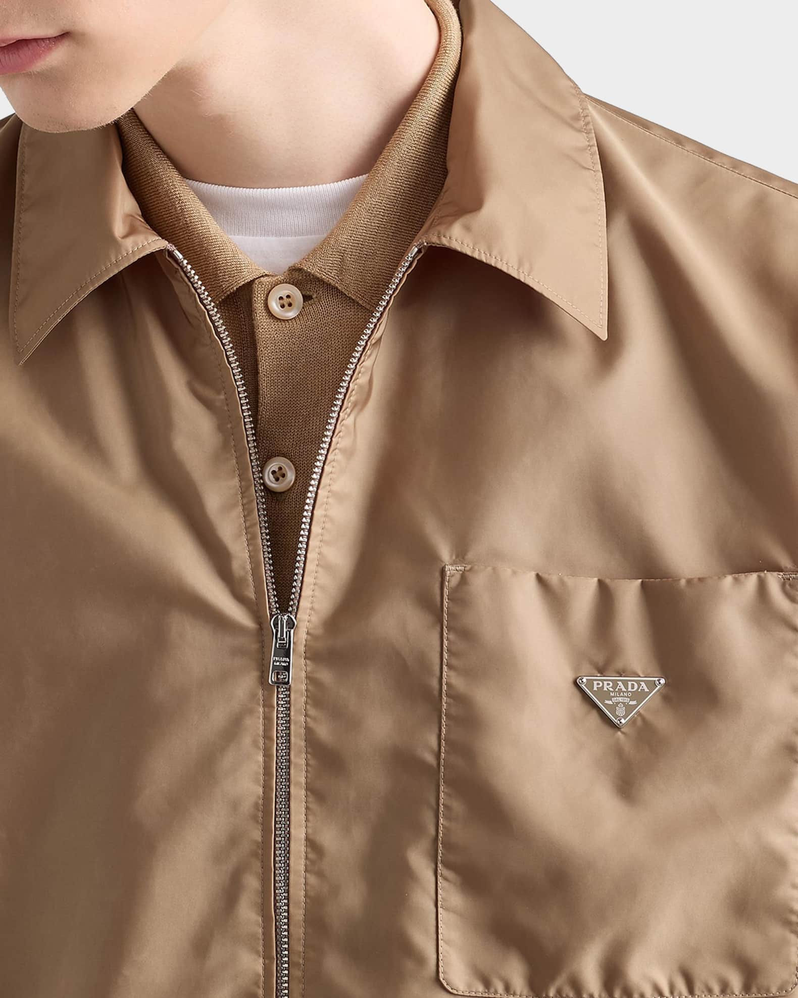 Prada Men's Re-Nylon Zip Sport Shirt | Neiman Marcus