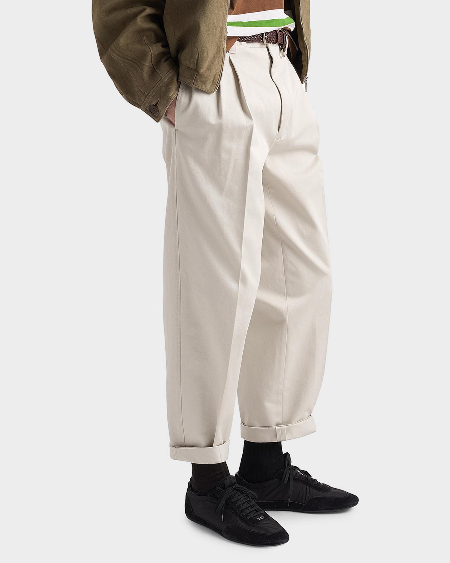 パンツ PRADA White slacks pants Prada Men's Pleated Cotton Wide-Leg Pants | Neiman Marcus