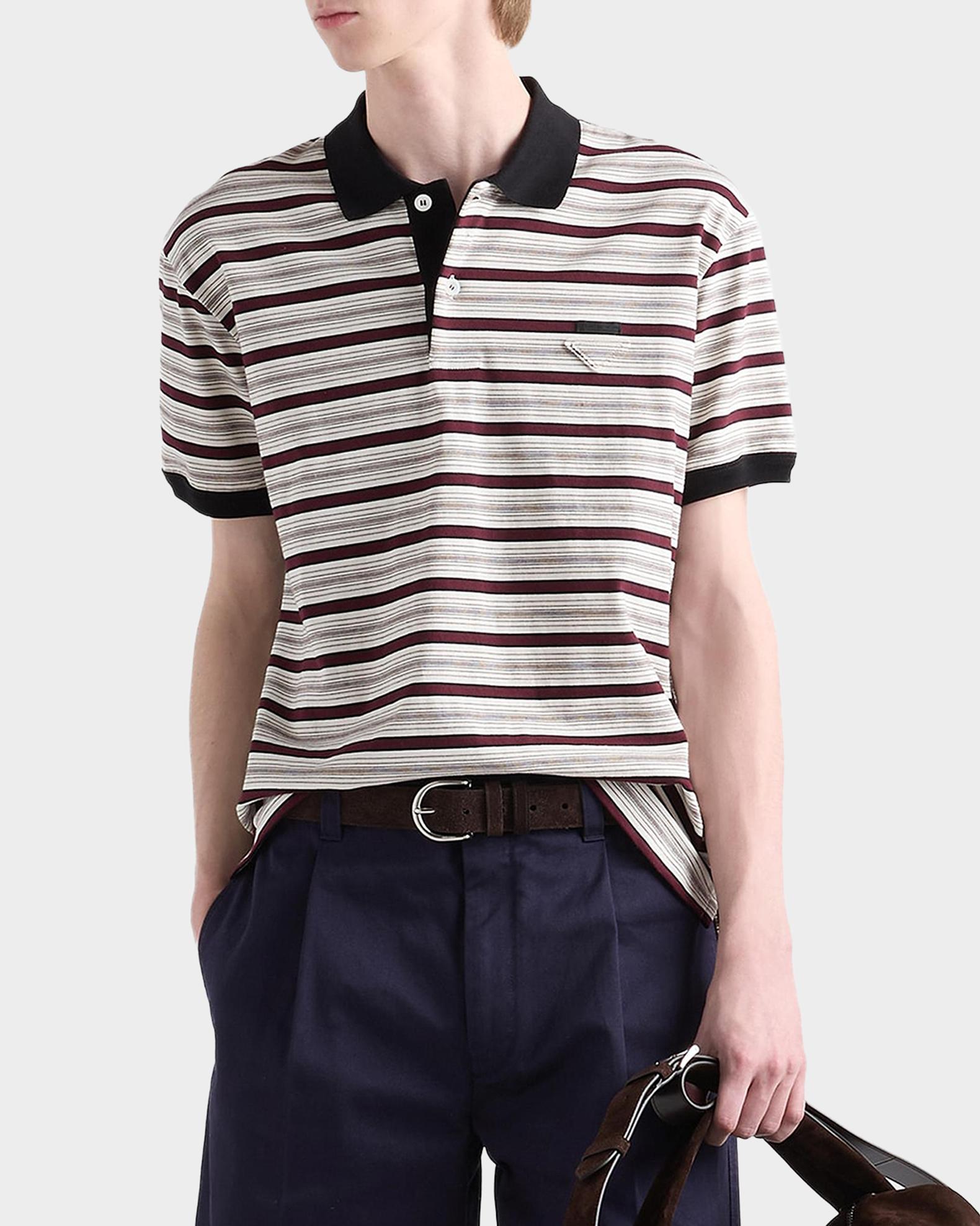 Prada Men's Striped Cotton Short-Sleeve Polo Shirt | Neiman Marcus