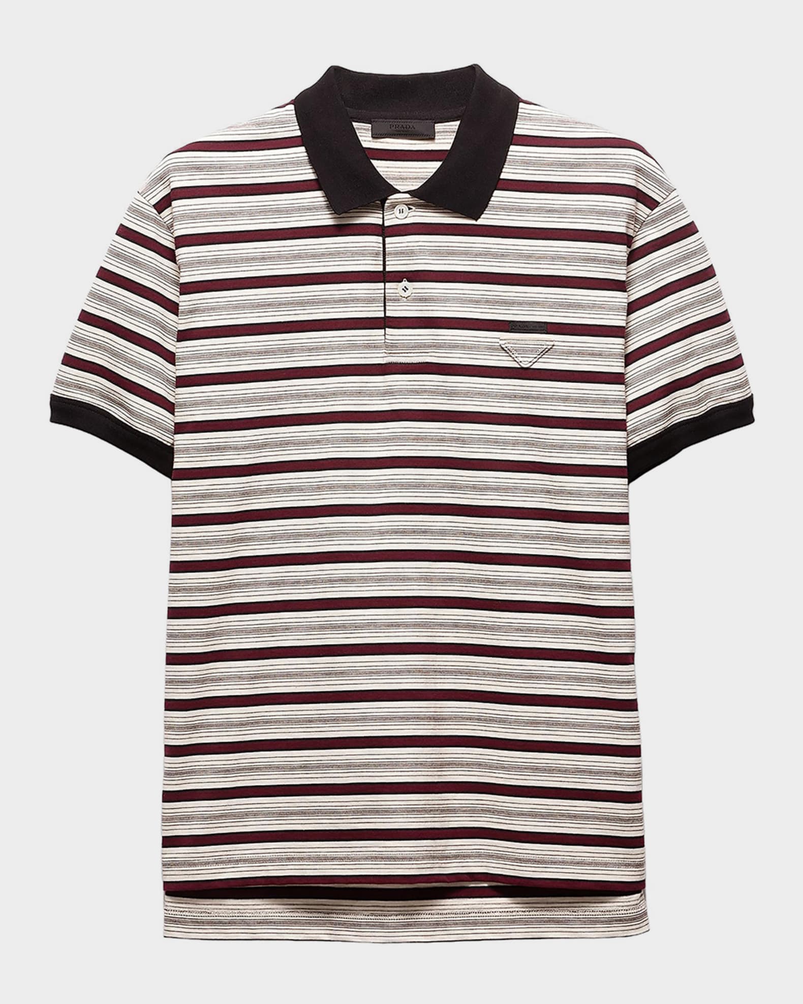 Prada Men's Striped Cotton Short-Sleeve Polo Shirt | Neiman Marcus