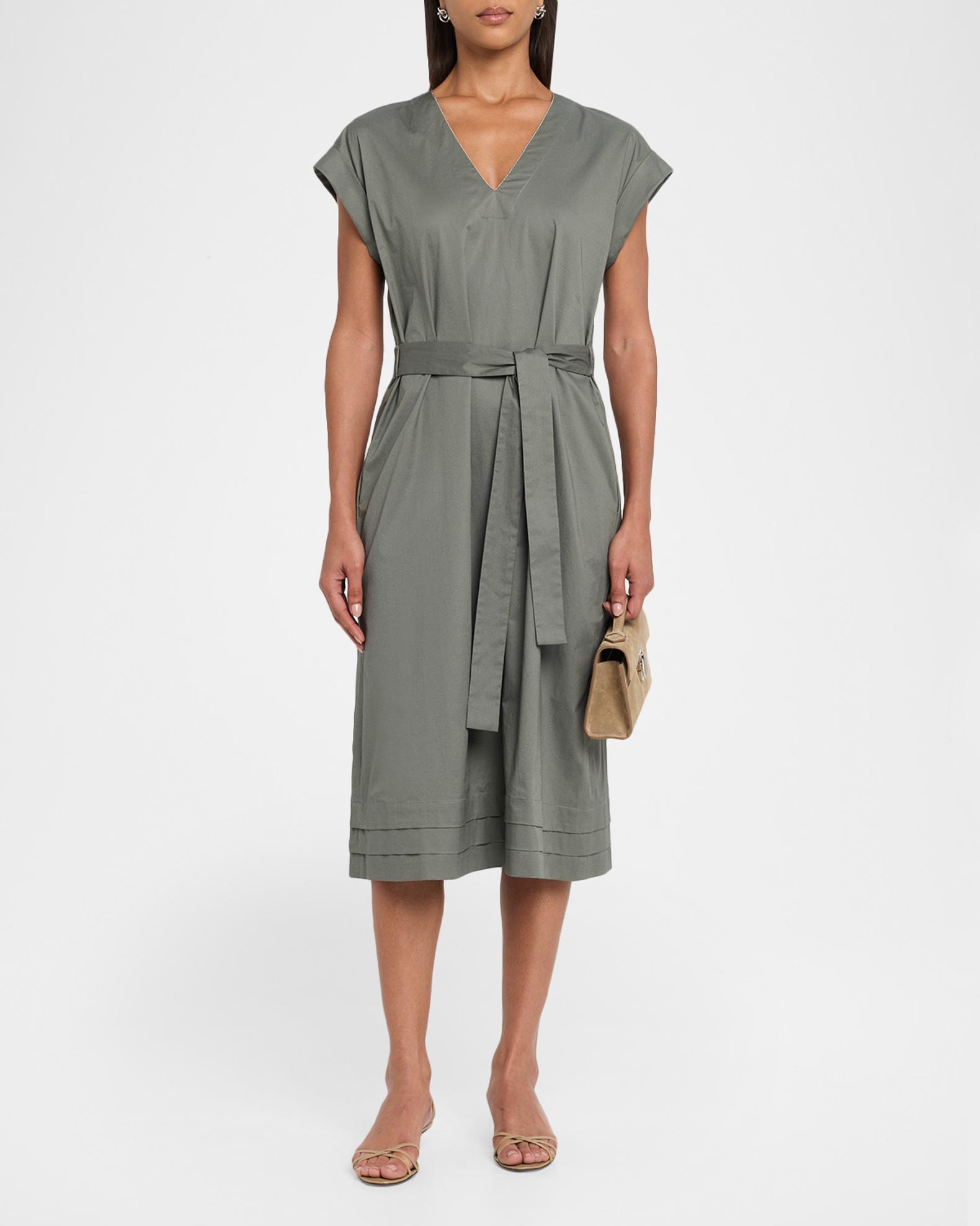 khaki dress Millie Dress Long Khaki Stripe