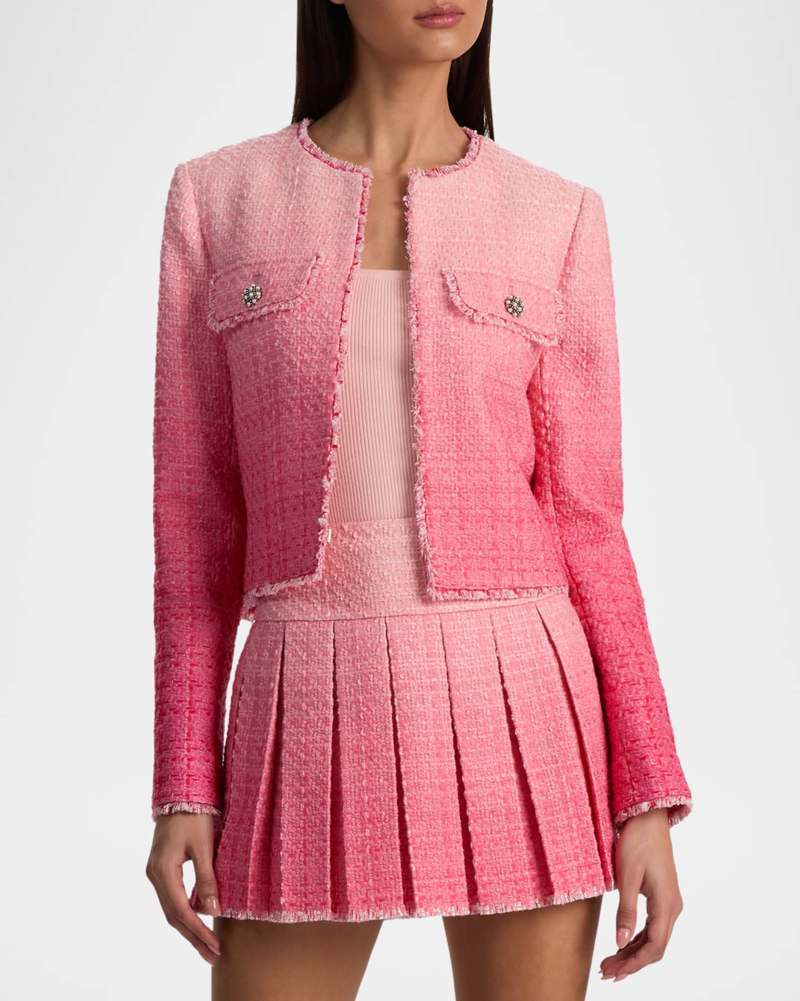 ALICE + OLIVIA Dumont Embellished Tweed Jacket | Neiman Marcus