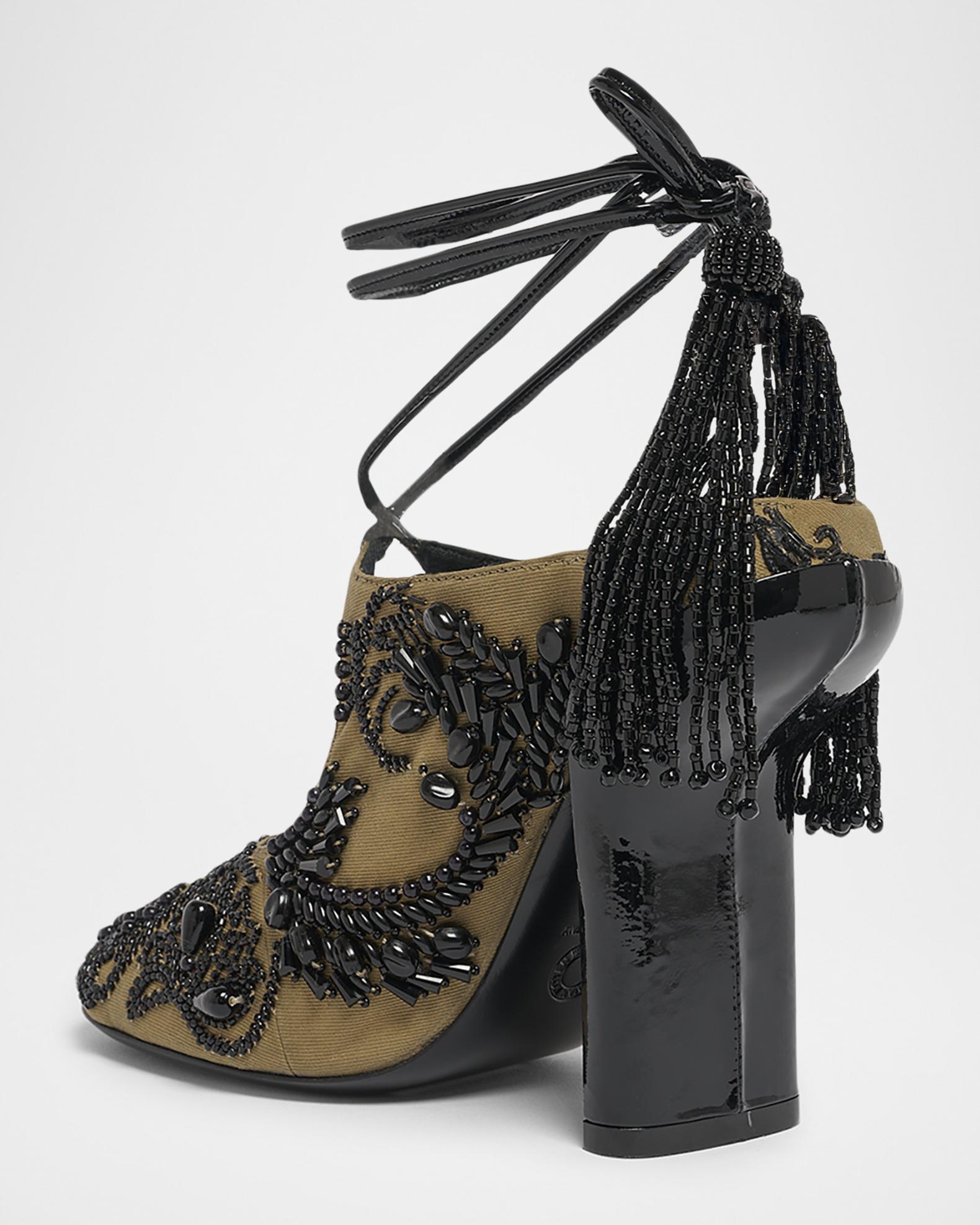 Dries Van Noten ドリス ジャガード ミュール Dries Van Noten 100mm Matador Embellished Twill Ankle-Tie Mules