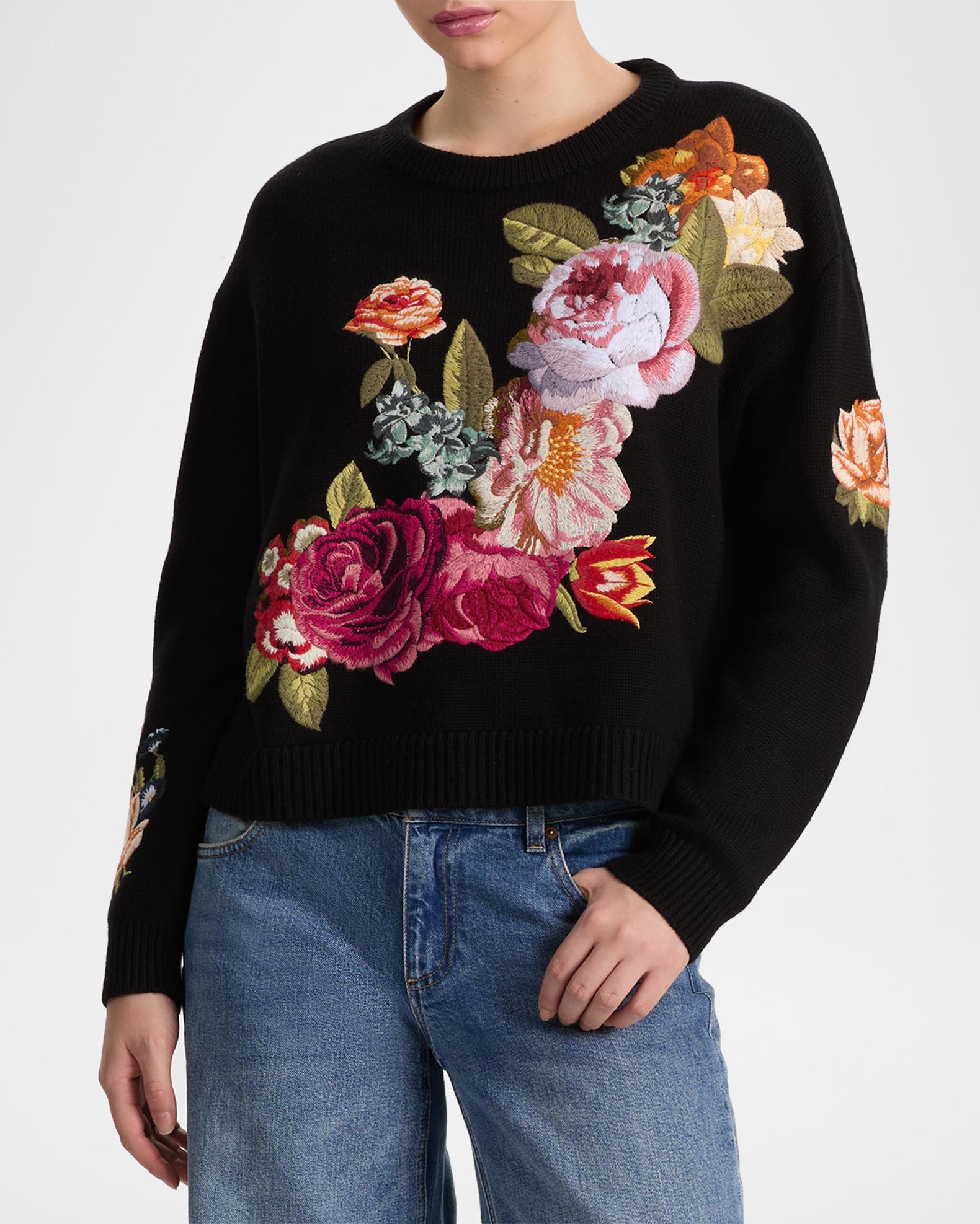 ALICE + OLIVIA Belva Floral Jacquard Sweater | Neiman Marcus