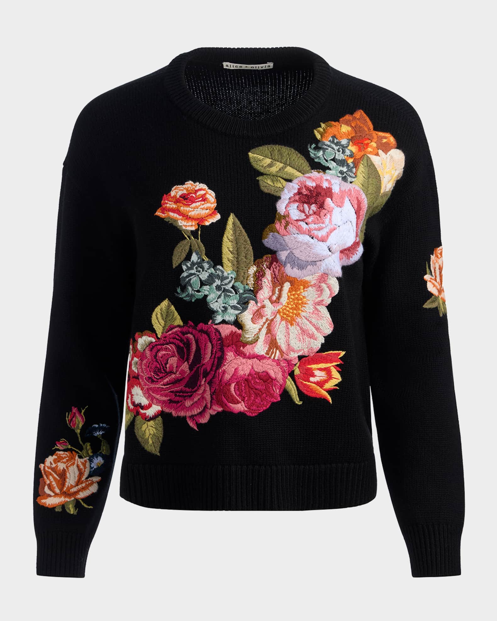 ALICE + OLIVIA Belva Floral Jacquard Sweater | Neiman Marcus