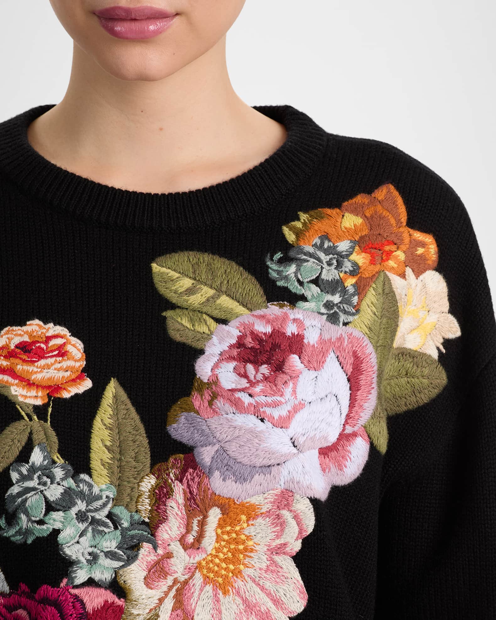 ALICE + OLIVIA Belva Floral Jacquard Sweater | Neiman Marcus