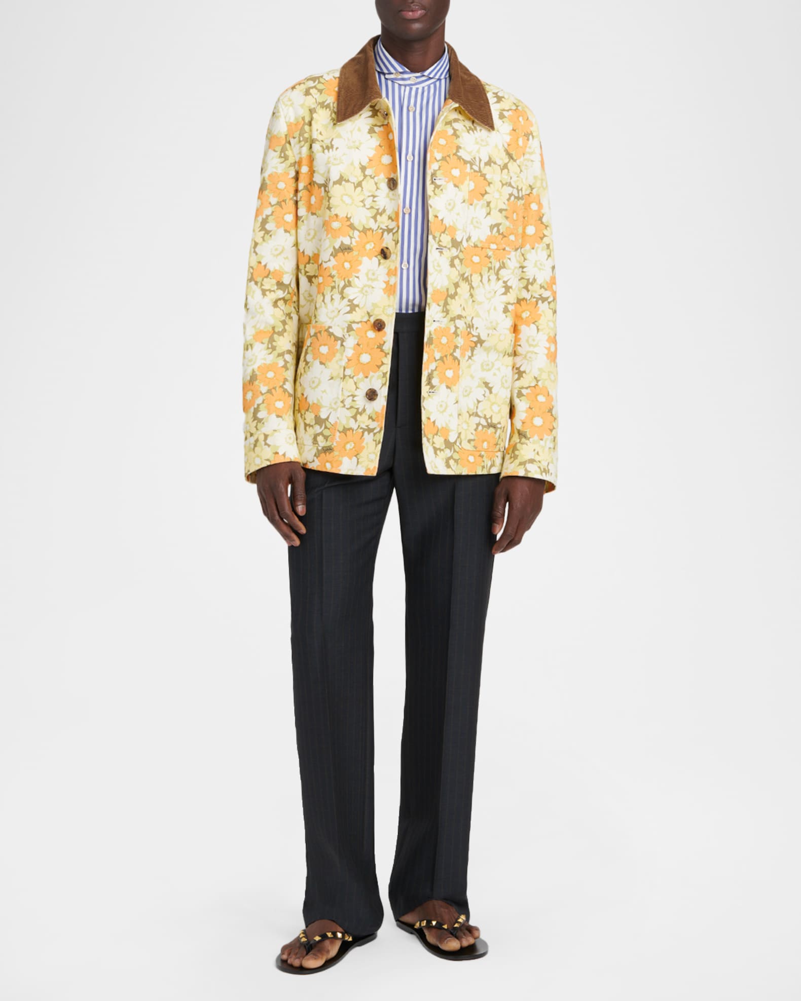 VALENTINO MISS V 花柄 シルク100% テーラードジャケット Valentino Garavani Men's Floral-Print Cotton Jacket | Neiman Marcus