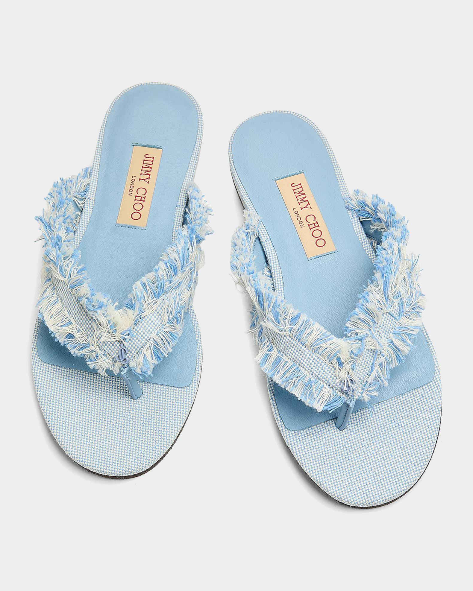 Bay Frayed Flecked Canvas Flat Thong Sandals | Neiman Marcus