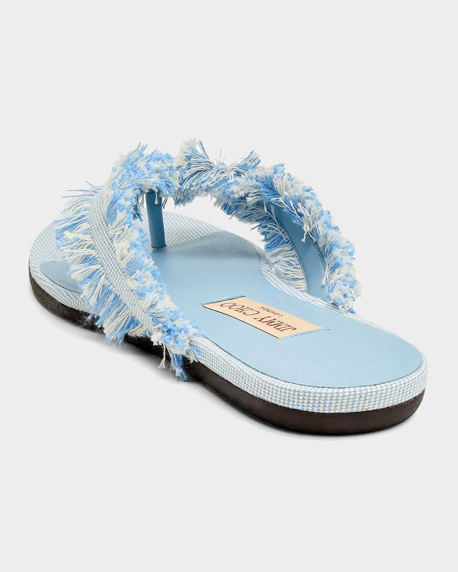 Bay Frayed Flecked Canvas Flat Thong Sandals | Neiman Marcus