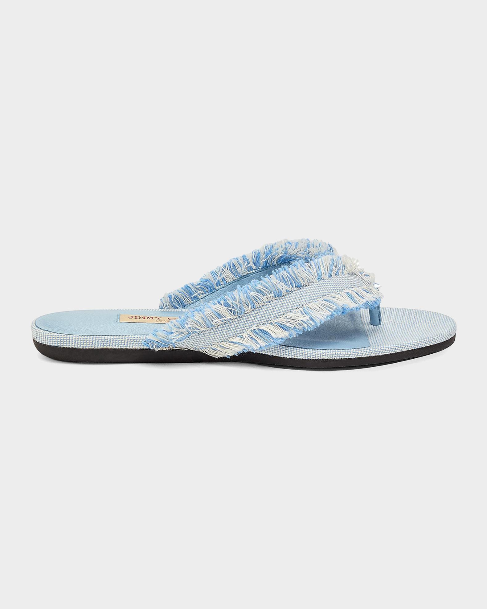 Bay Frayed Flecked Canvas Flat Thong Sandals | Neiman Marcus