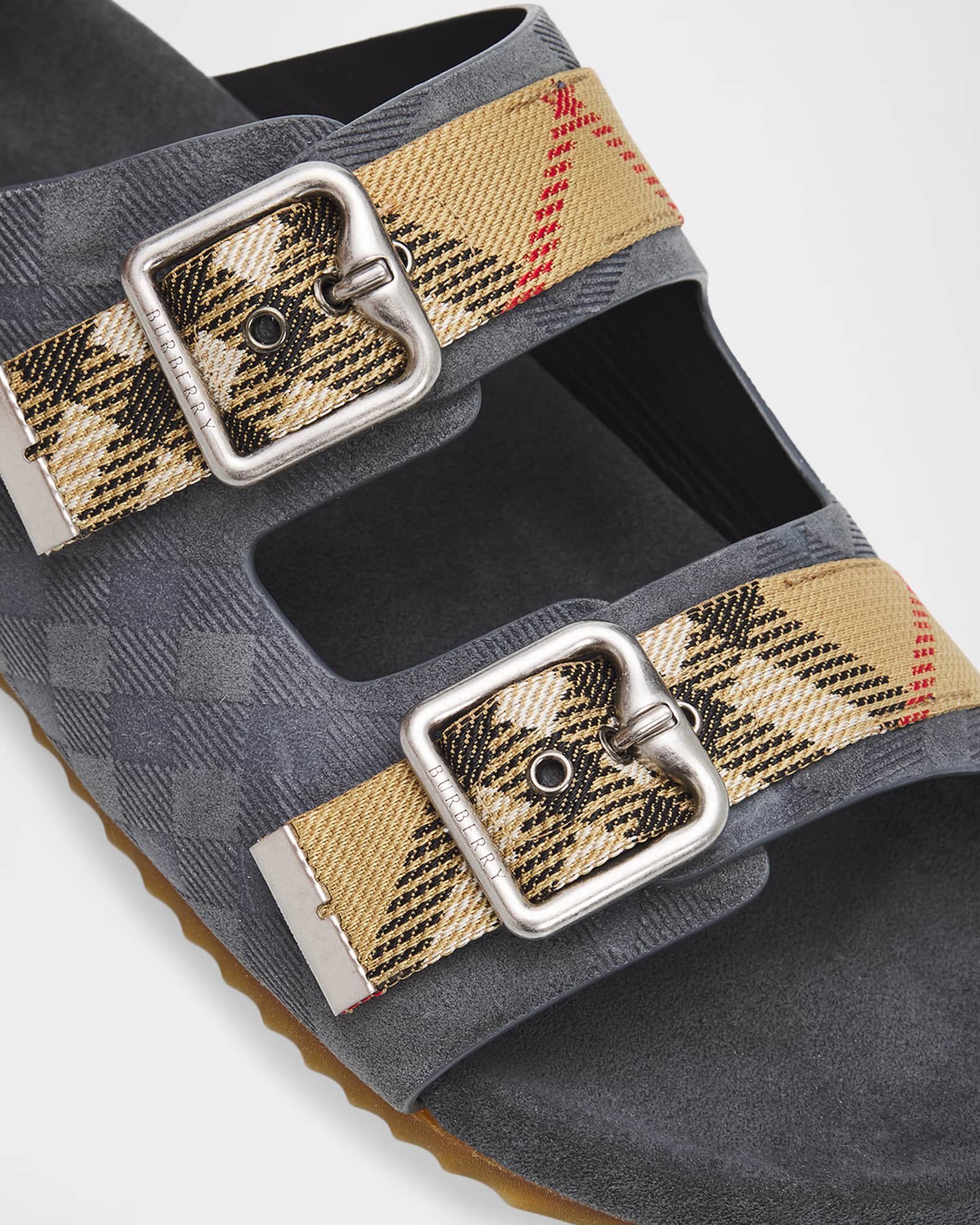 and Check Woven Urchin Men's Burberry ミニチュアダックburberry Suede Sandals Double-Buckle 犬服・アクセサリー