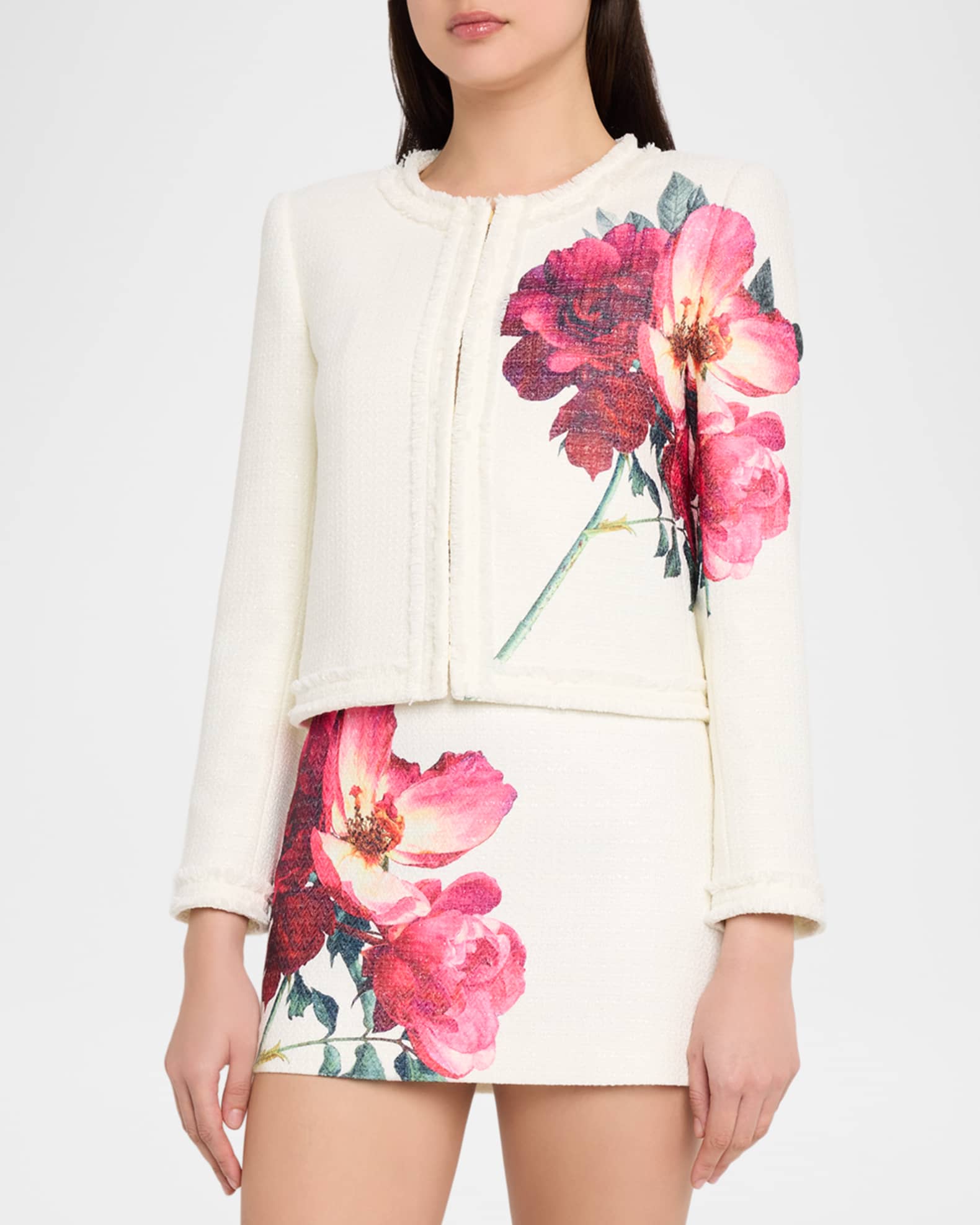 ALICE + OLIVIA Landon Floral Tweed Jacket | Neiman Marcus