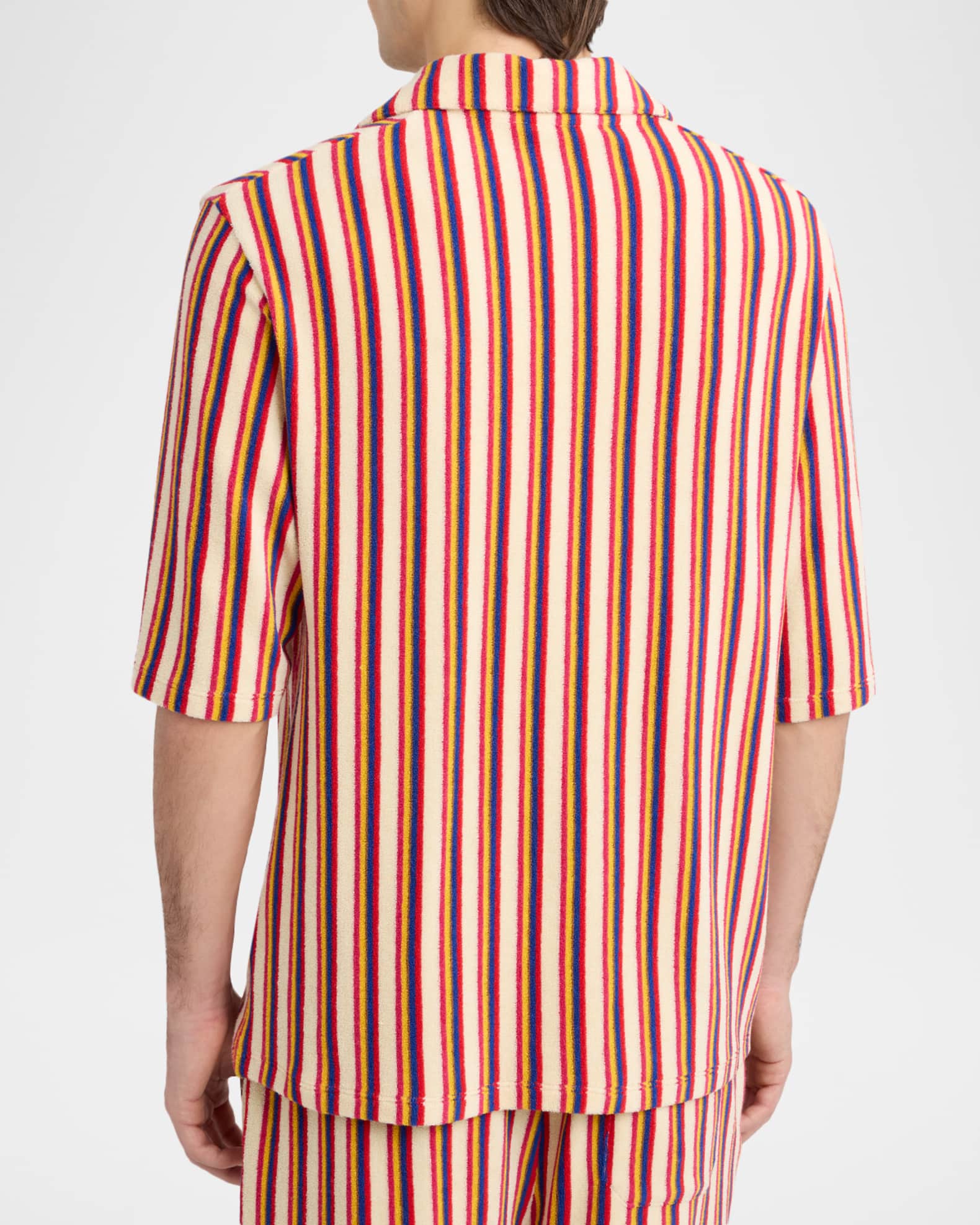 Valentino Garavani Men's Striped Toweling Camp Shirt | Neiman Marcus