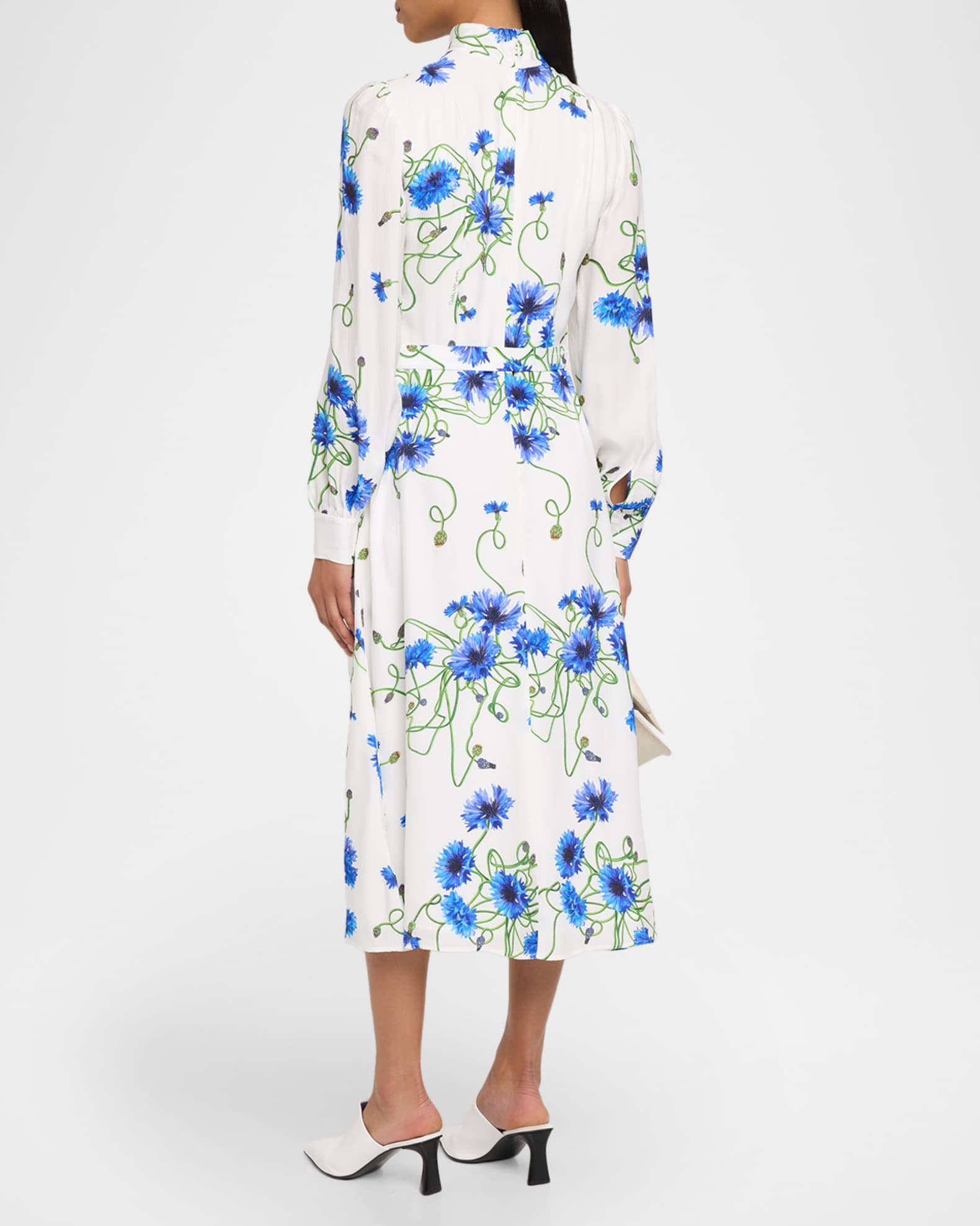 let me be long-sleeve v-neck floral a-line midi dress Berylove Women Light Green V Neck Pleated Maxi Dress A Line Long Sleeve  Floral Wedding Guest Dress with Slit main image 0