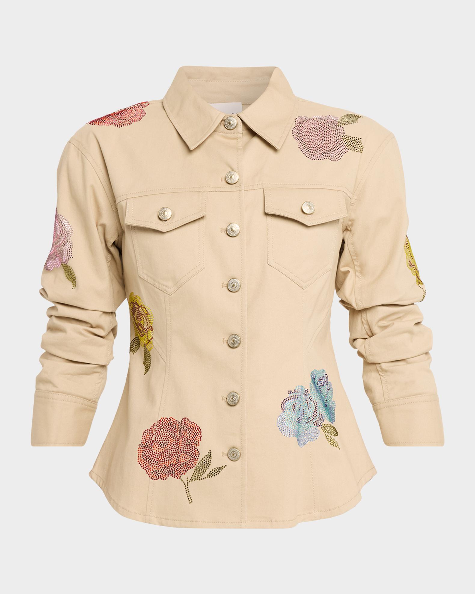 Cinq a Sept Denim Heatset Roses Shirt | Neiman Marcus