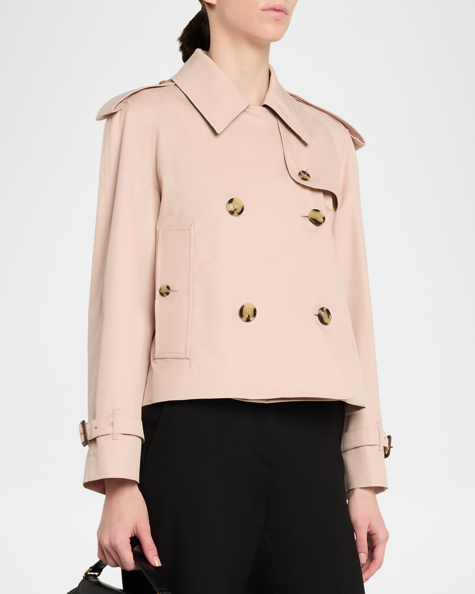Burberry Haltye Cropped Gabardine Trench Jacket | Neiman Marcus
