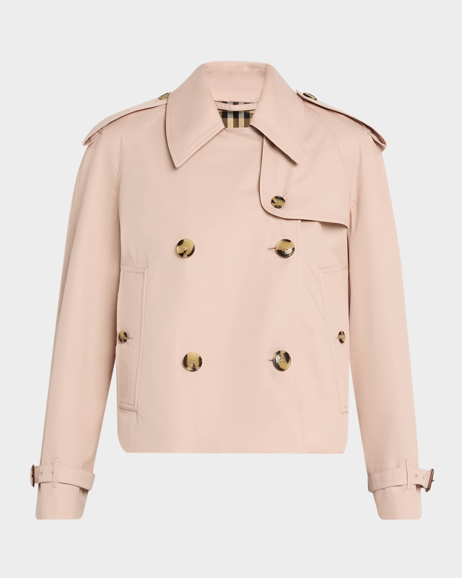 Burberry Haltye Cropped Gabardine Trench Jacket | Neiman Marcus