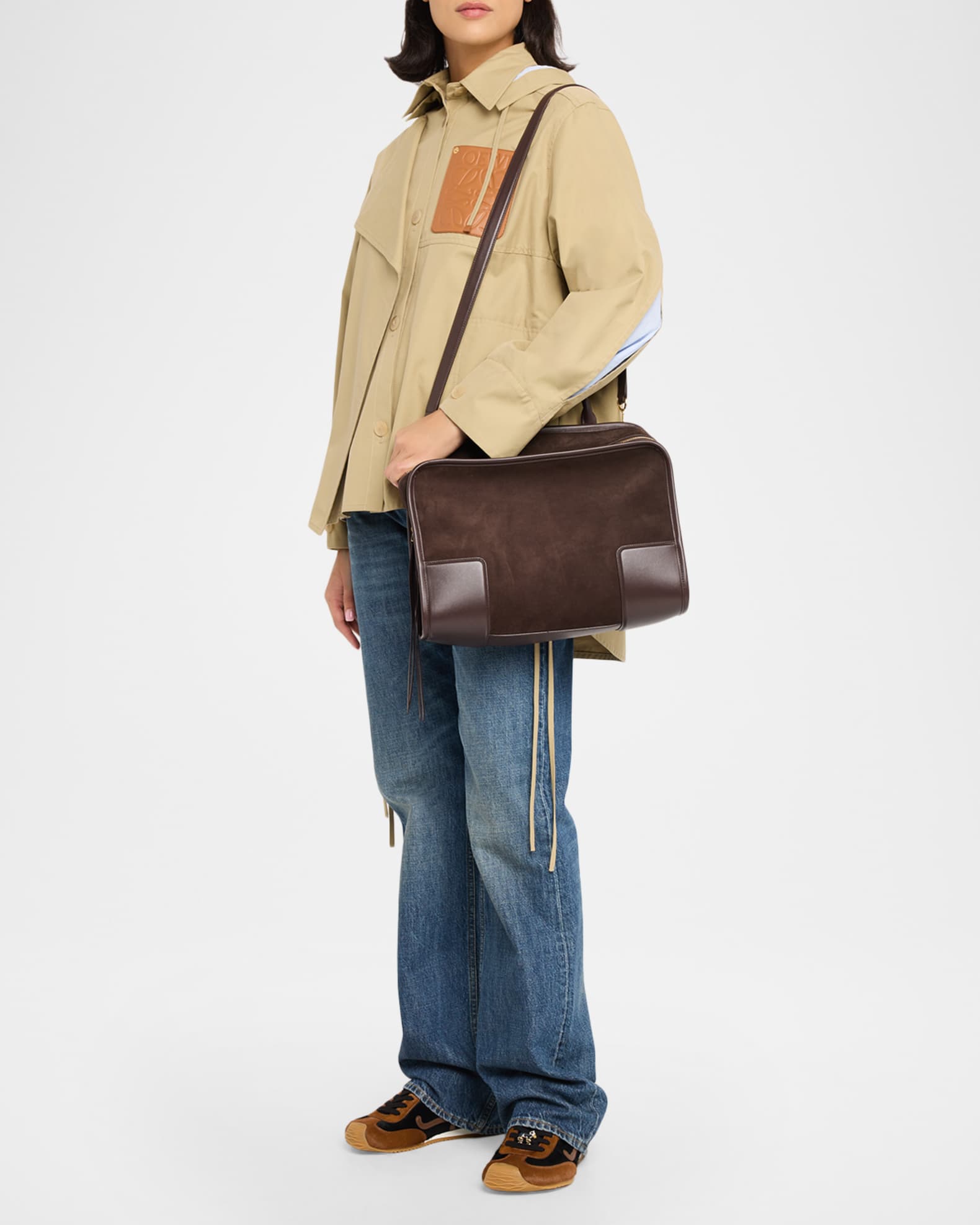 Loewe Amazona 180 Large Top-Handle Bag in Suede | Neiman Marcus