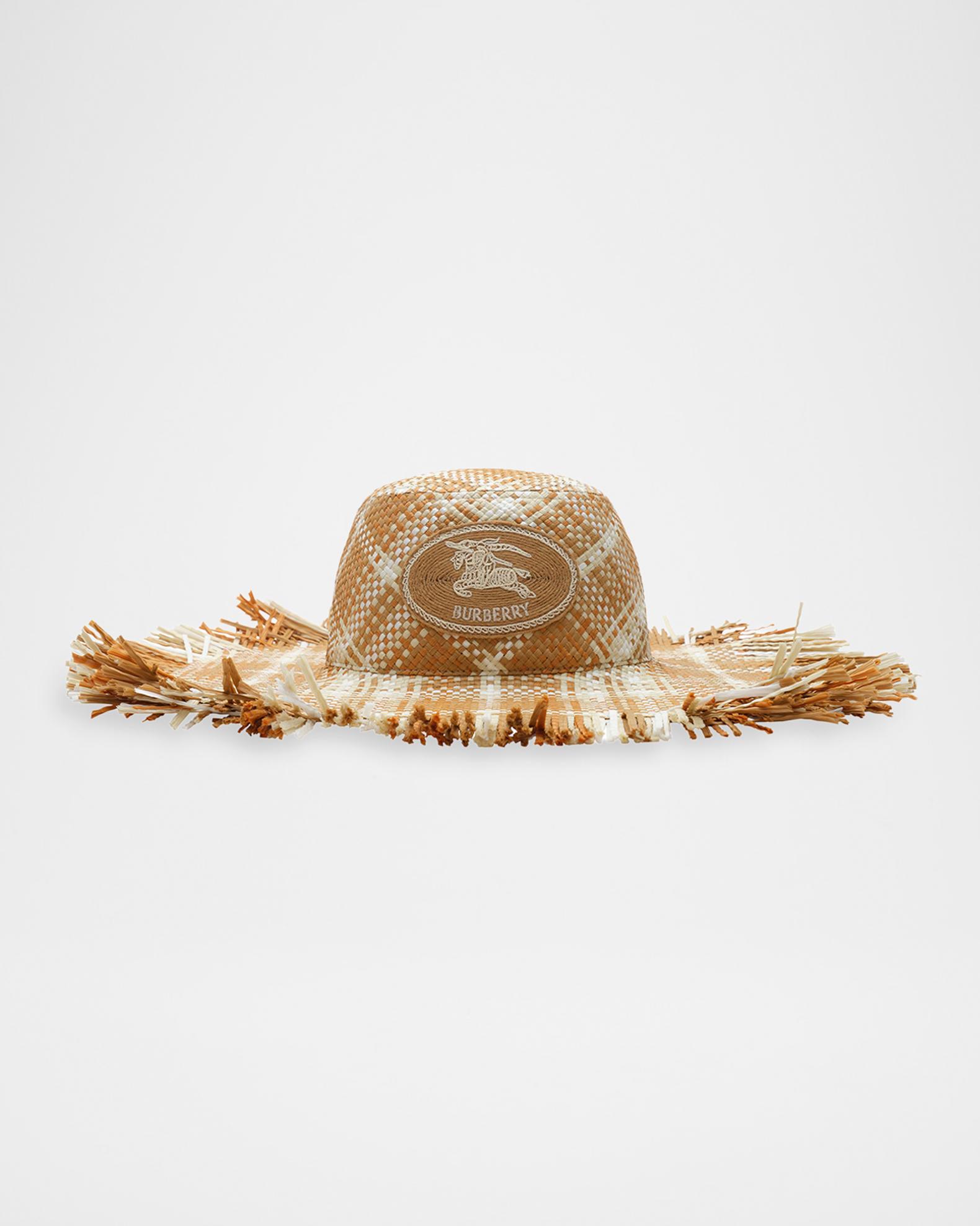 Burberry Knight Stamp Raffia-Effect Sun Hat | Neiman Marcus display picture 3
