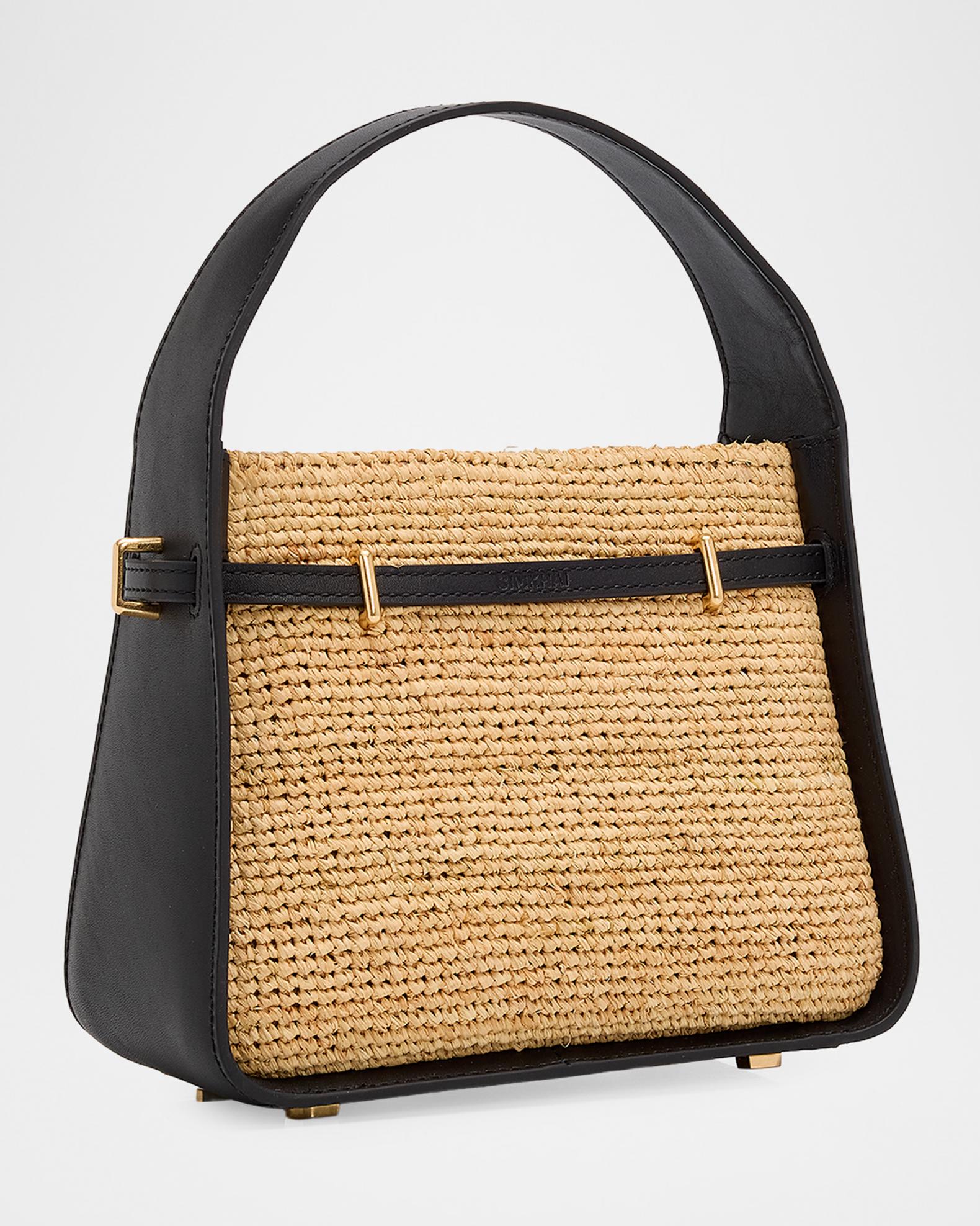SIMKHAI Cleo Mini Raffia Bucket Bag | Neiman Marcus