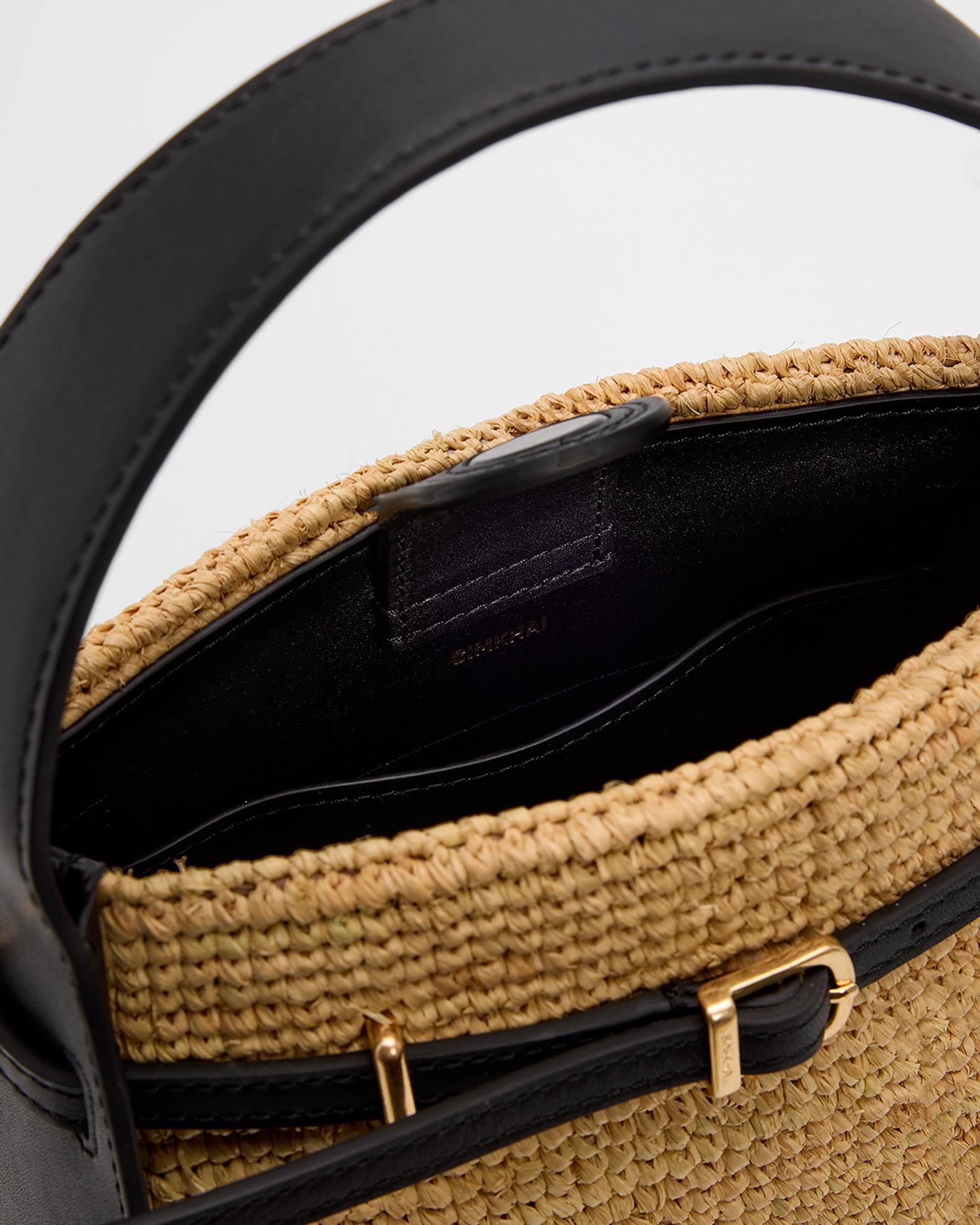 SIMKHAI Cleo Mini Raffia Bucket Bag | Neiman Marcus