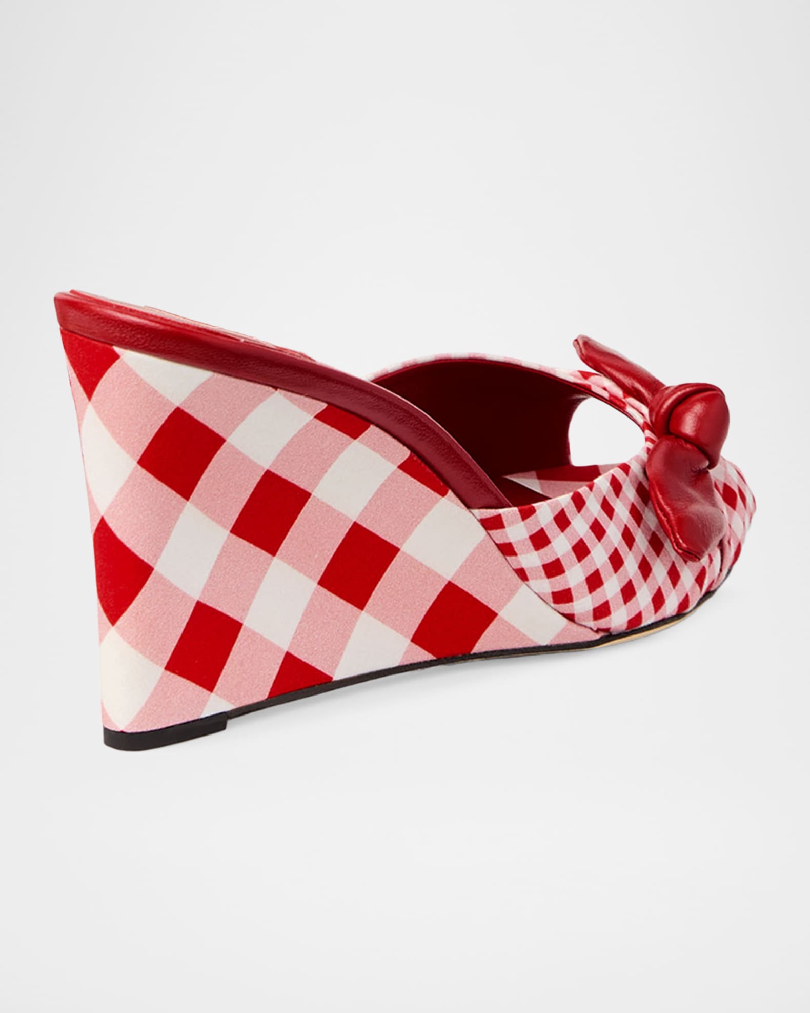 Jimmy Choo 85mm Livi Mixed Gingham Wedge Mules | Neiman Marcus