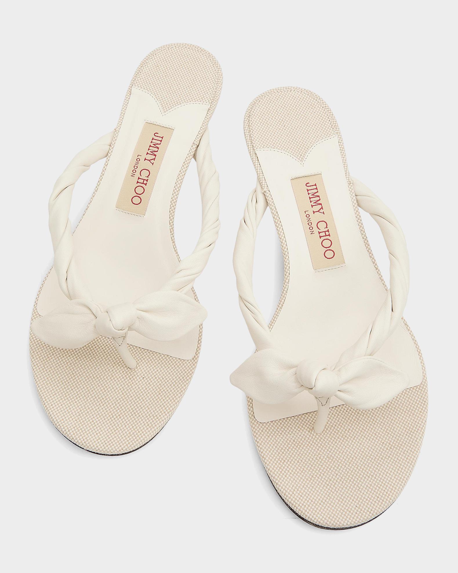 Jimmy Choo 35mm Liss Leather Bow Kitten-Heel Sandals | Neiman Marcus