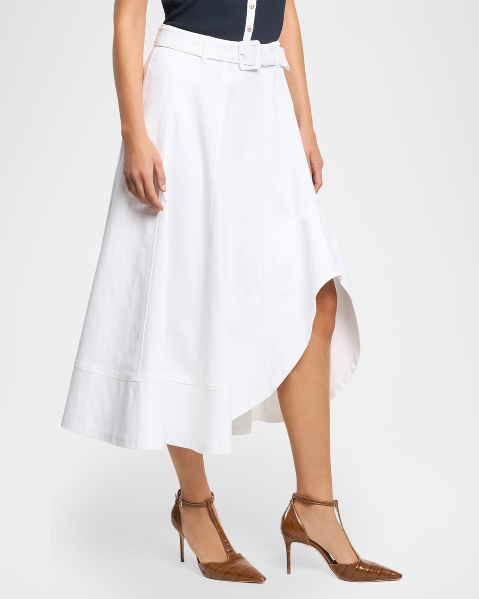 Cinq a Sept Zelda Asymmetric Denim Skirt | Neiman Marcus