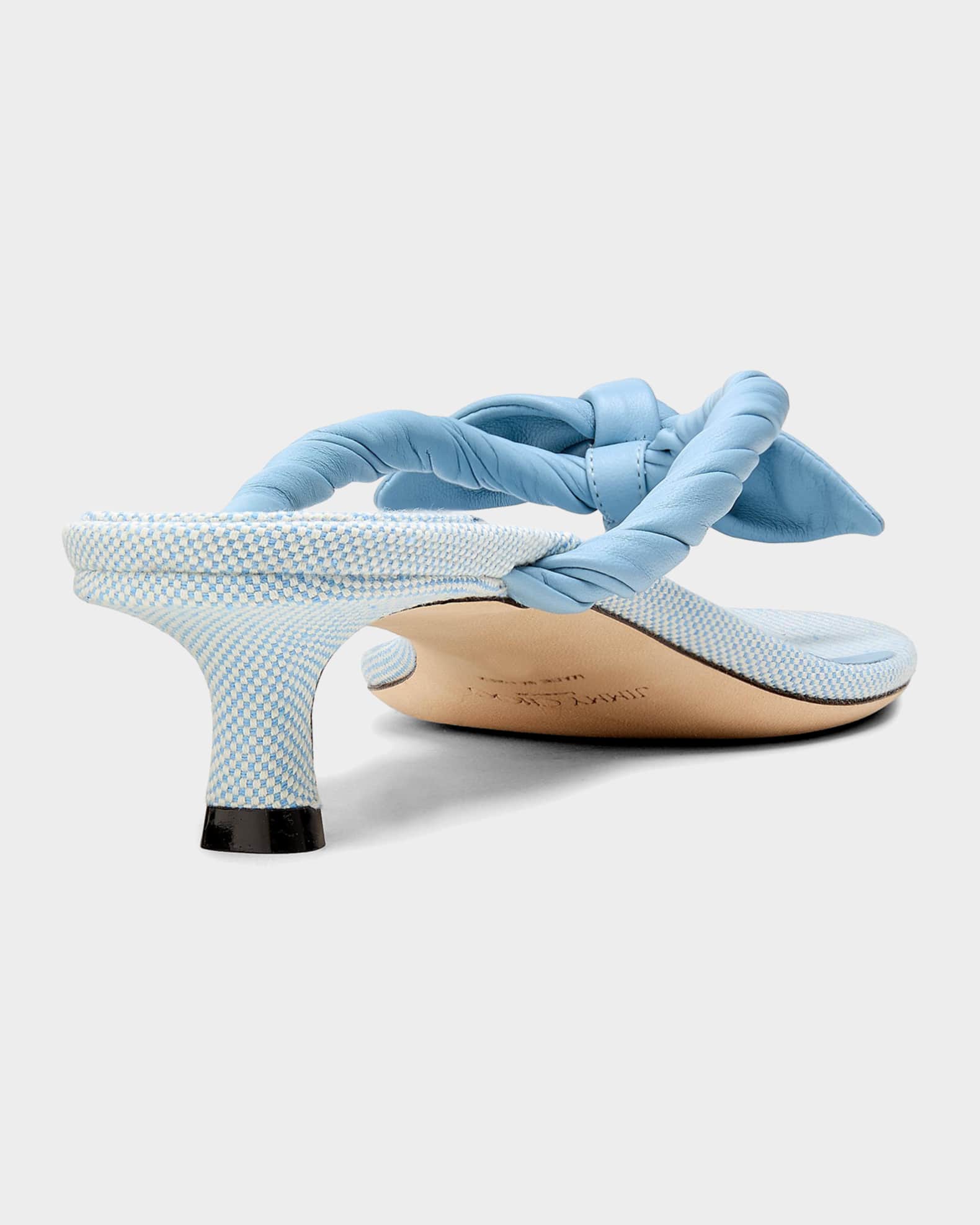 未使用　JIMMY CHOO 水色 ポインテッドトゥ ミュール 37.5 Jimmy Choo 35mm Liss Leather Bow Kitten-Heel Sandals | Neiman Marcus