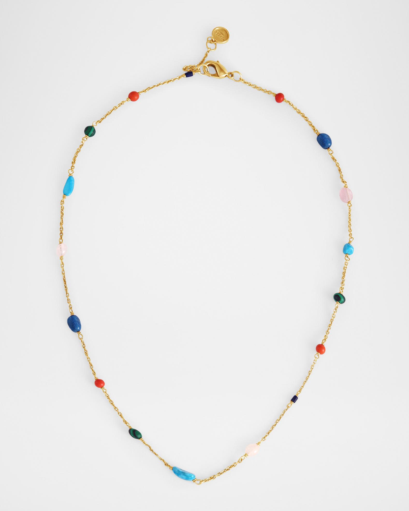 Milos Chain Necklace with Semiprecious Stones, 16"L