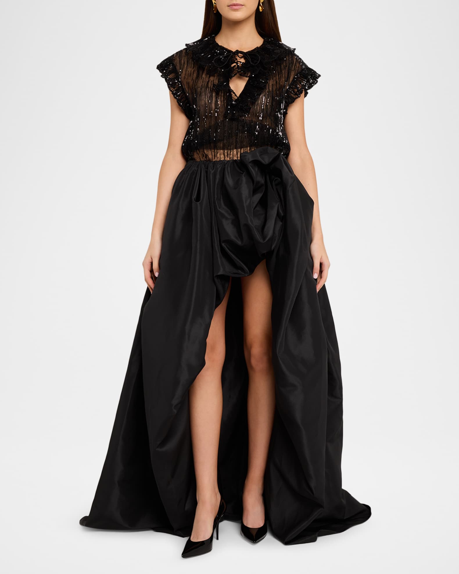 AKNVAS Jami Hand-Draped Taffeta Skirt | Neiman Marcus