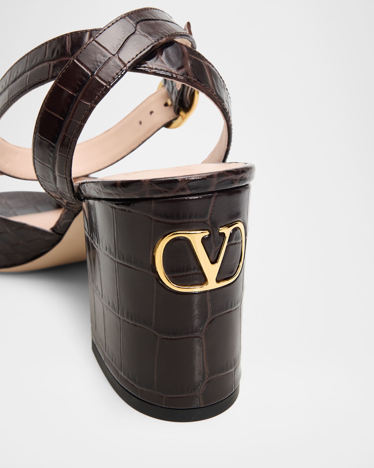 VALENTINO GARAVANIサンダル Valentino Garavani 75mm Fawcette Croc-Embossed Leather Sandals