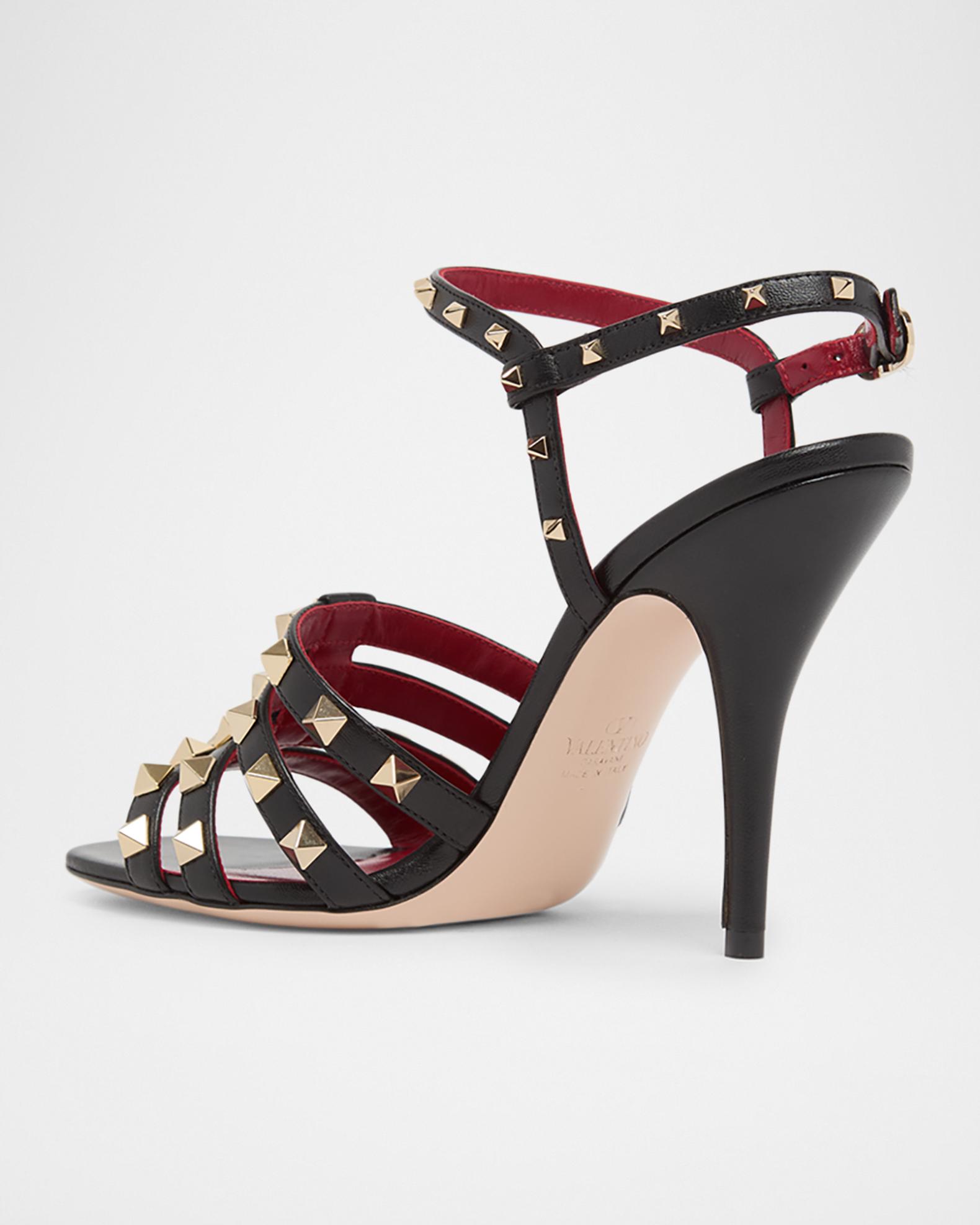 Valentino Garavani 100mm Rockstud Leather Ankle-Strap Sandals 