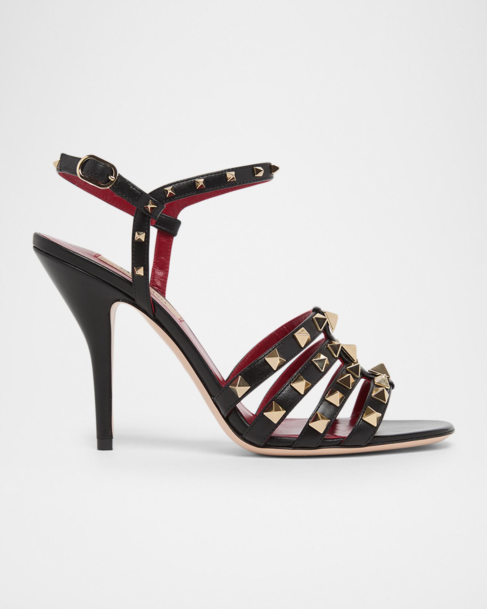 Valentino Garavani 100mm Rockstud Leather Ankle-Strap Sandals 