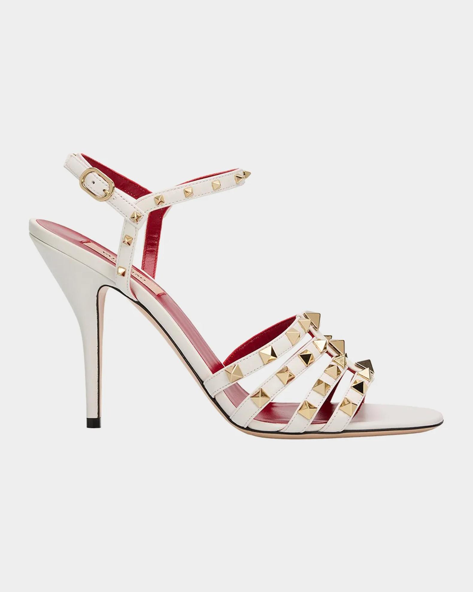Valentino Garavani 100mm Rockstud Leather Ankle-Strap  display picture 1