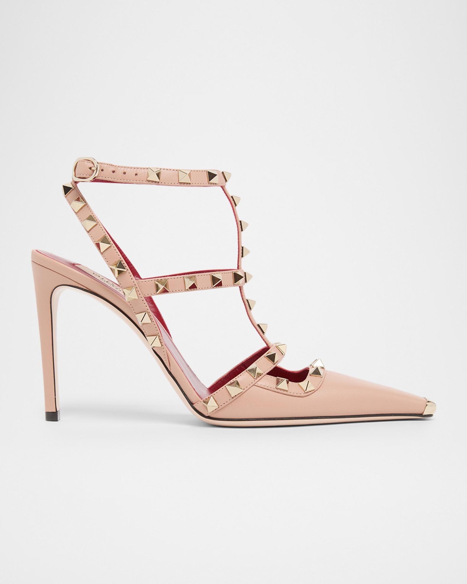 Valentino Garavani 100mm Rockstud Leather Ankle-Strap Pumps 