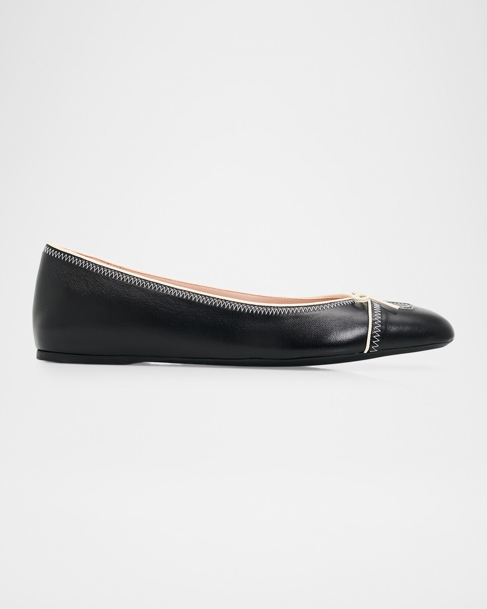 Valentino Ballerina ブラック Valentino Garavani VLogo Signature Leather Ballerina Flats