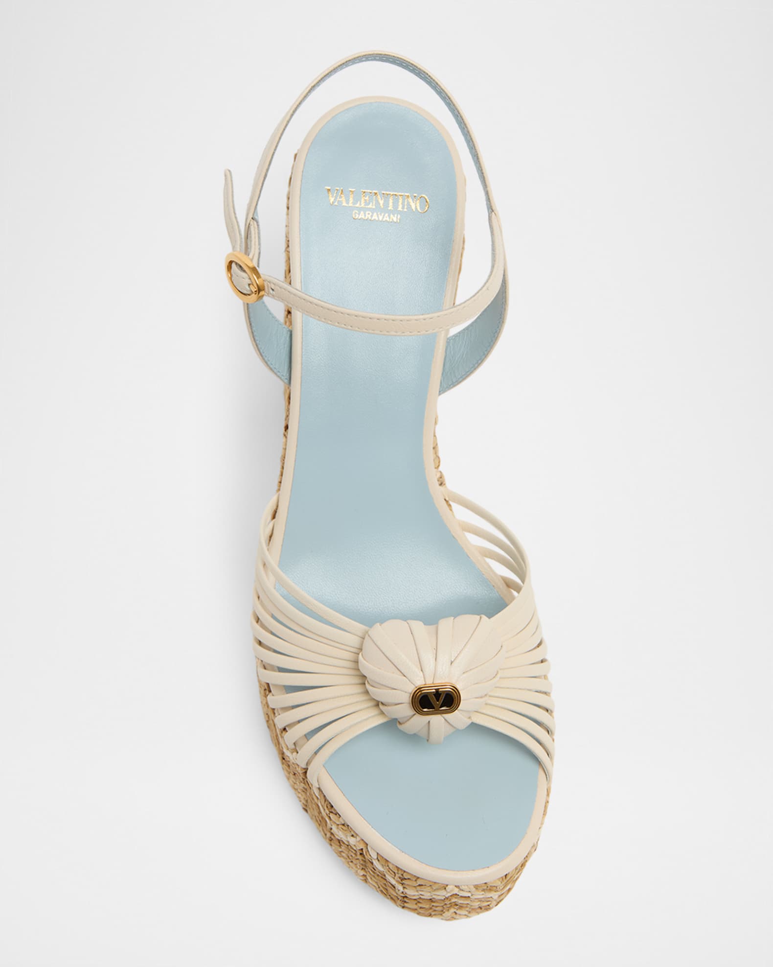Valentino Garavani 110mm Coeur Royal Leather Espadrille Wedge
