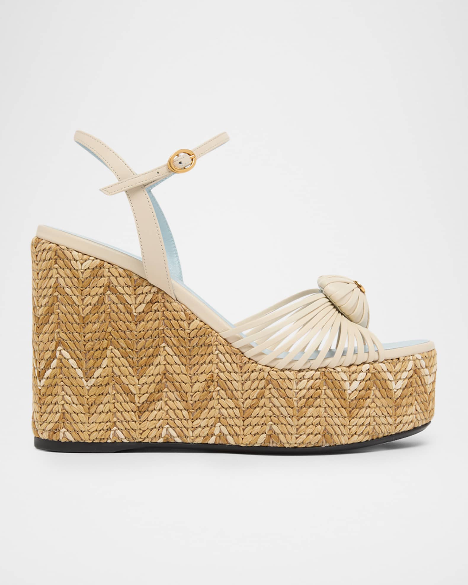 Valentino Garavani 110mm Coeur Royal Leather Espadrille Wedge