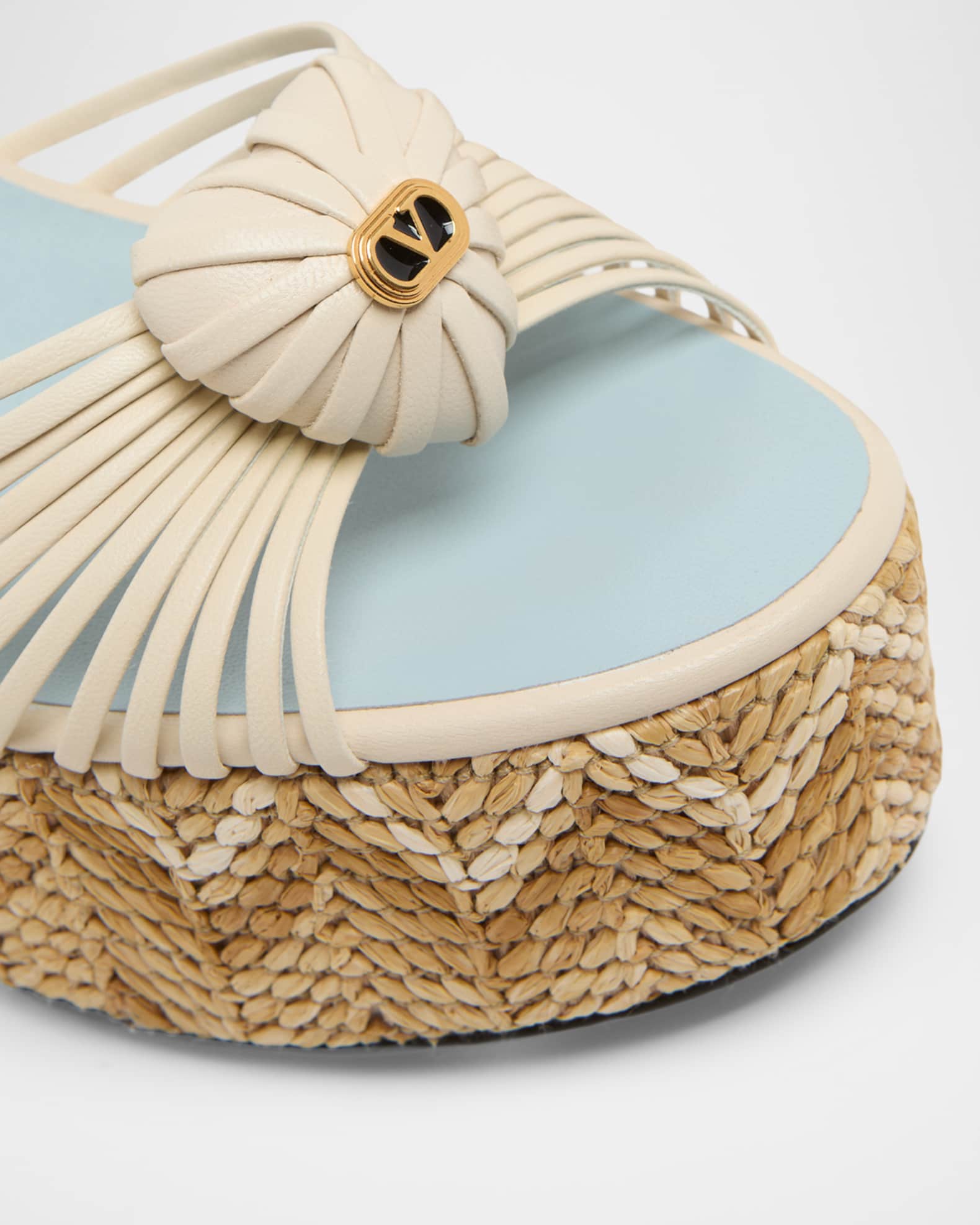 Valentino Garavani 110mm Coeur Royal Leather Espadrille Wedge