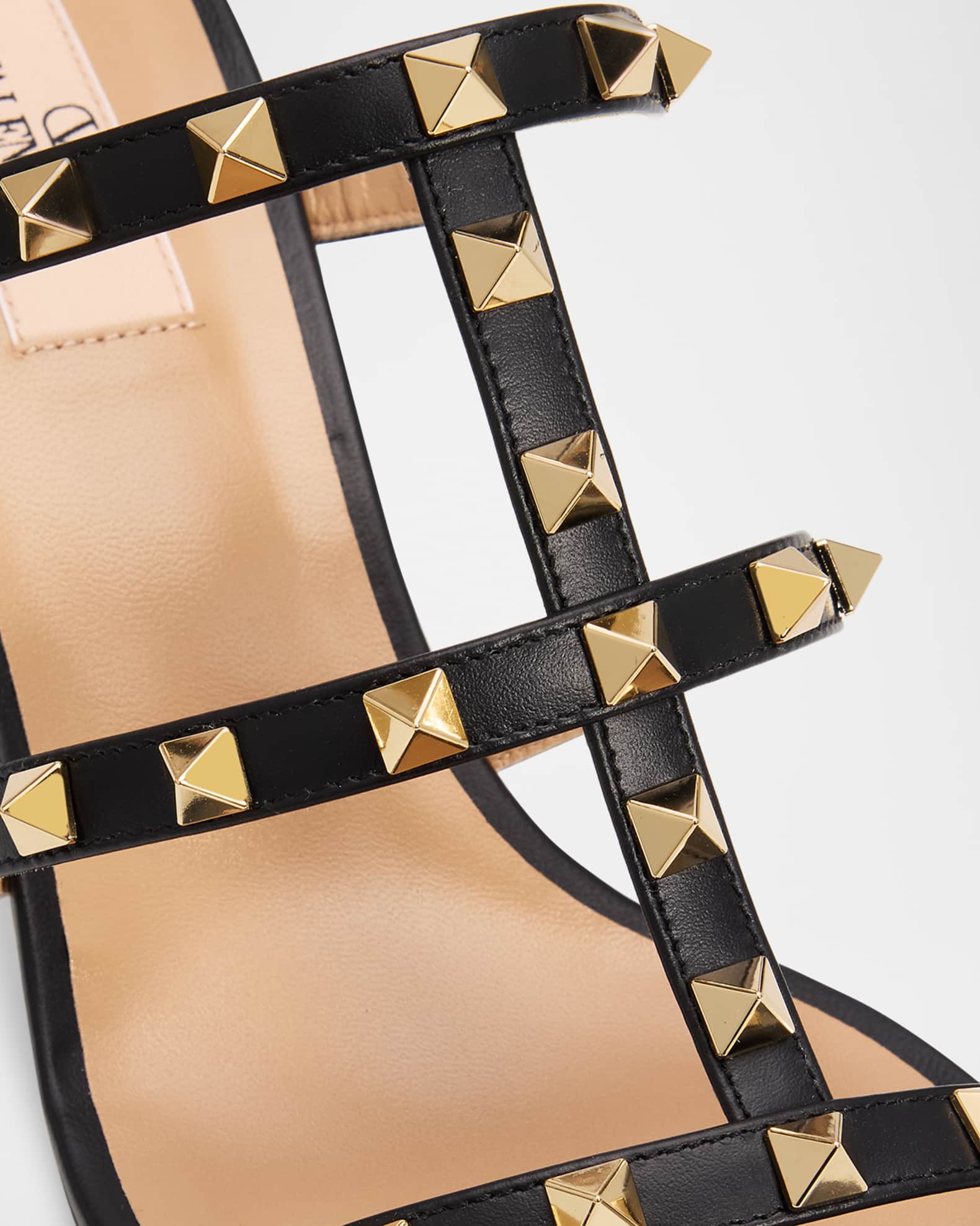 Valentino Garavani 60mm Rockstud Leather Sandals | Neiman Marcus