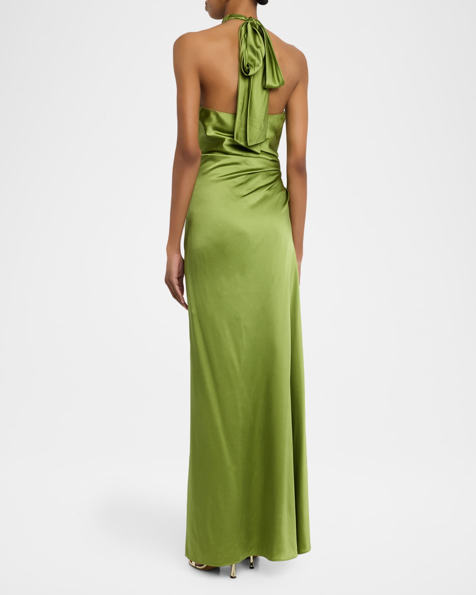 slim fit dress slacks Jasmine Halter Maxi Dress, in Deep Emerald Luxe Satin, Size: XL | Show Me Your Mumu main image 1