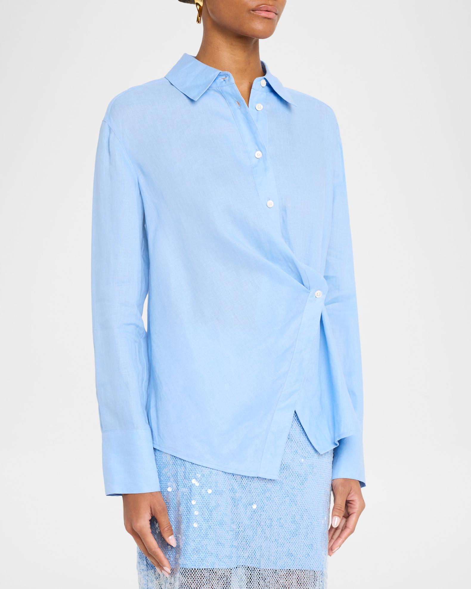 Veronica Beard Perezzi Asymmetric Linen Shirt | Neiman Marcus