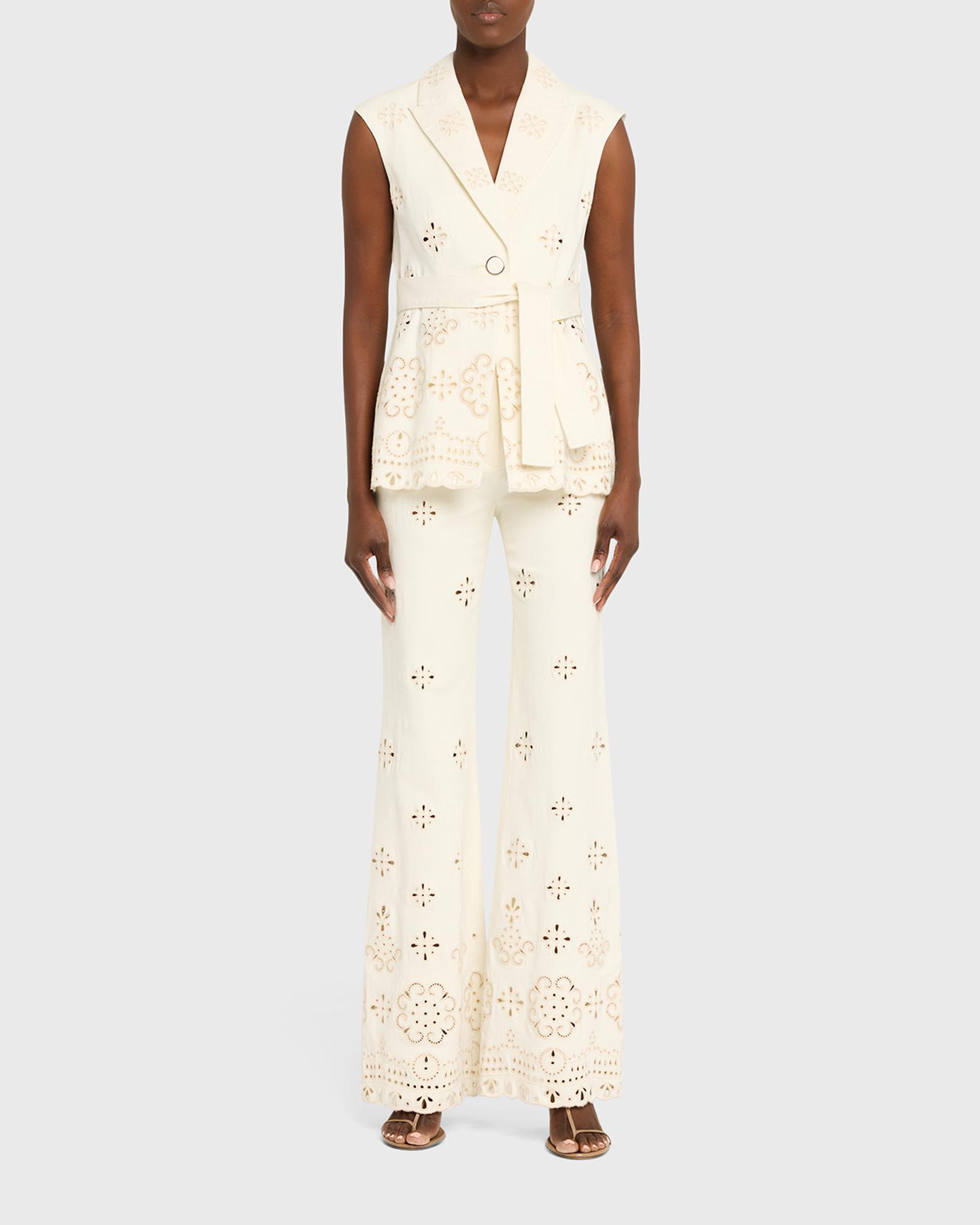 Veronica Beard Komi Eyelet Flare Pants | Neiman Marcus